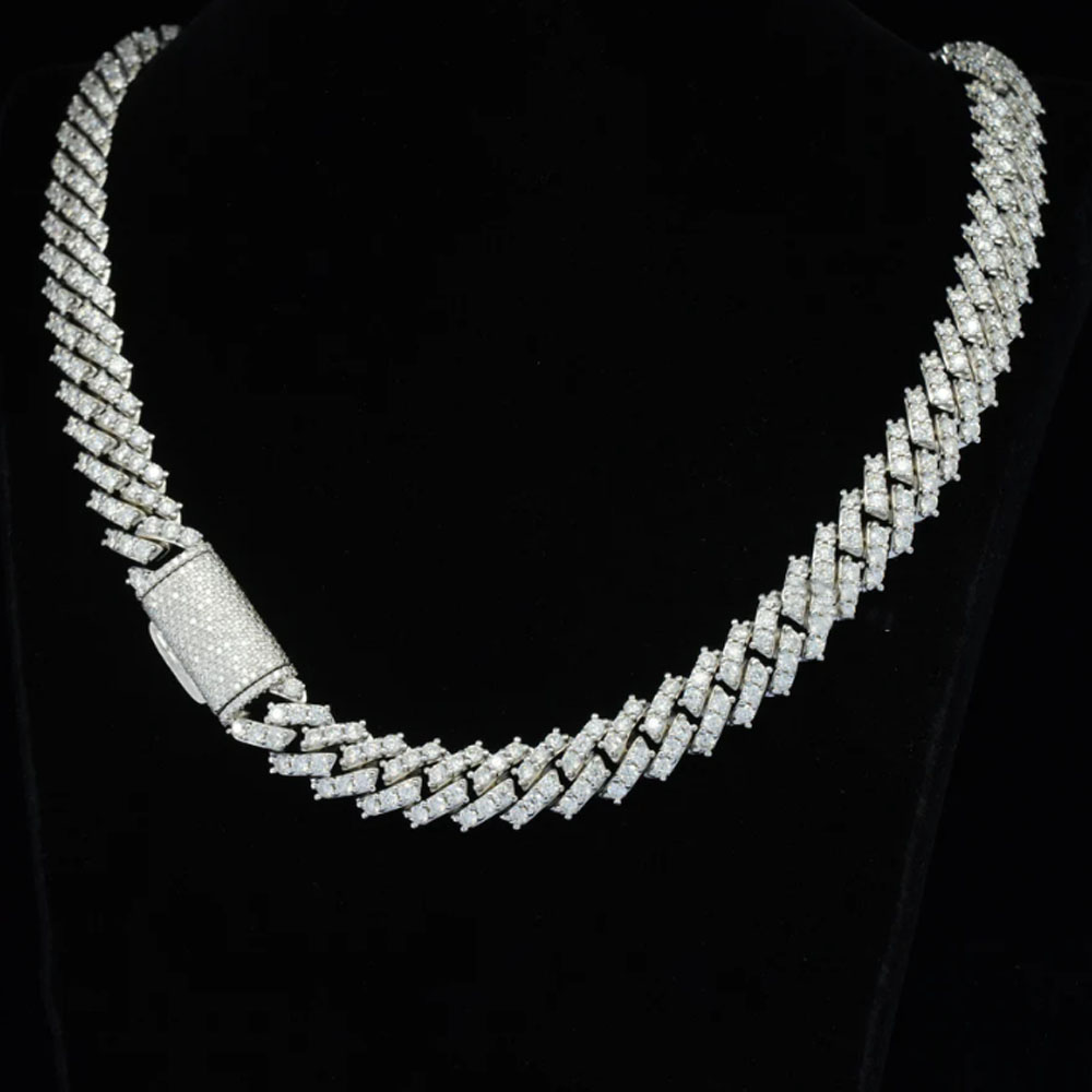Miami Cuban Link Chain Round Diamond Necklace For Men