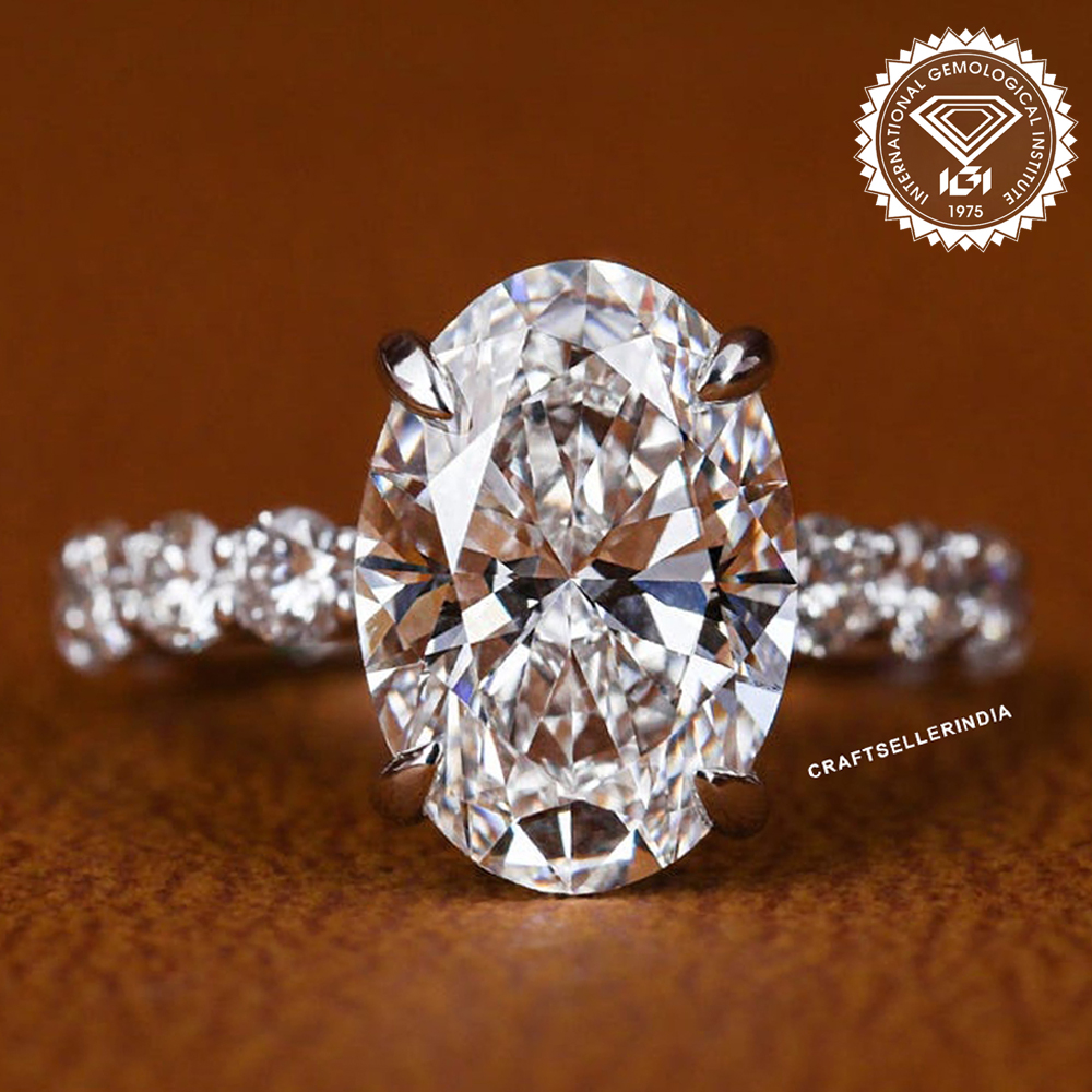Oval Lab-Grown Diamond Hidden Halo Engagement Ring IGI Certified