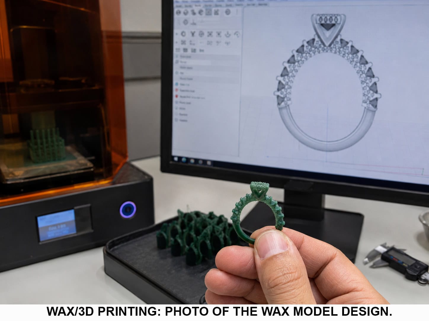 Stage two: the approved design printed in wax on a 3D printer